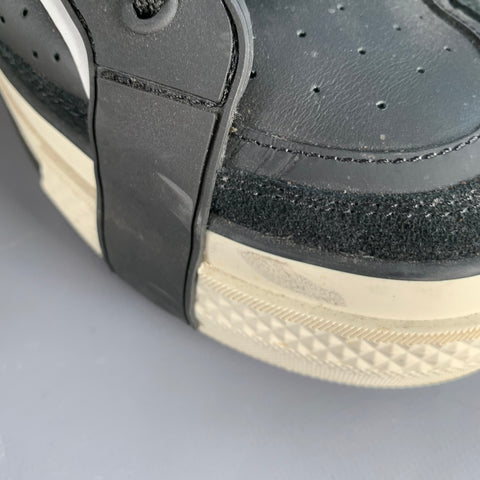 DOLCE & GABBANA Size 10 Black White Silver Logo Leather Sneakers