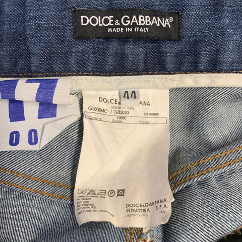 DOLCE & GABBANA Jean en coton vieilli bleu Taille 28