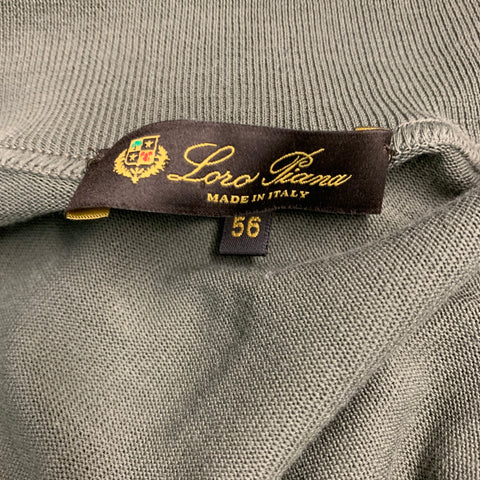 LORO PIANA Size M Olive Green Knit Cotton Zip Up Jacket