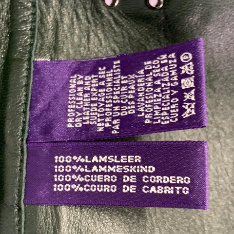 RALPH LAUREN COLLECTION Pre-Fall 2025 Size 4 Kyler Green Moss Leather Lambskin Buckle Mini Skirt