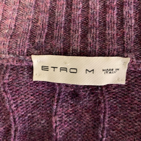 ETRO Size M Purple Cable Knit Cashmere Zip Up Jacket