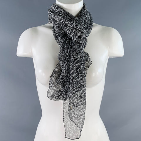 VINTAGE Black Grey Abstract Pattern Scarf Shawl