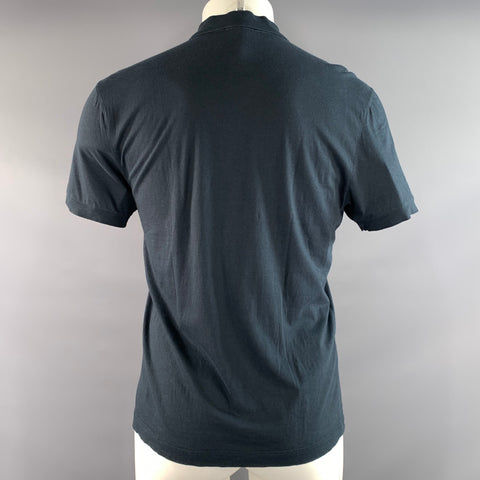 JAMES PERSE Size S Navy Solid Spread Collar Polo