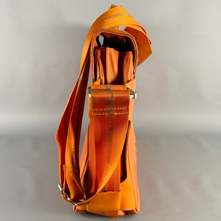 PIQUADRO Orange Leather Messenger Laptop Bag