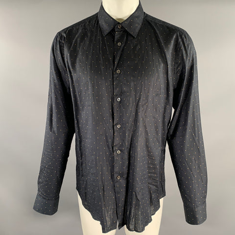 PAUL SMITH Size L Black Gold Polka Dot Cotton Long Sleeve Shirt
