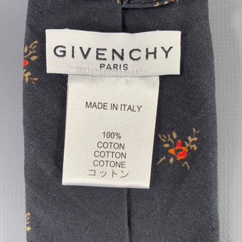GIVENCHY Black Red Floral Cotton Tie