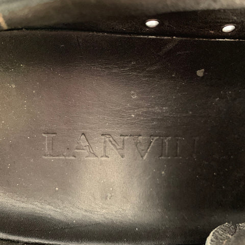 LANVIN Size 5 Black White Suede Patent Leather Sneakers