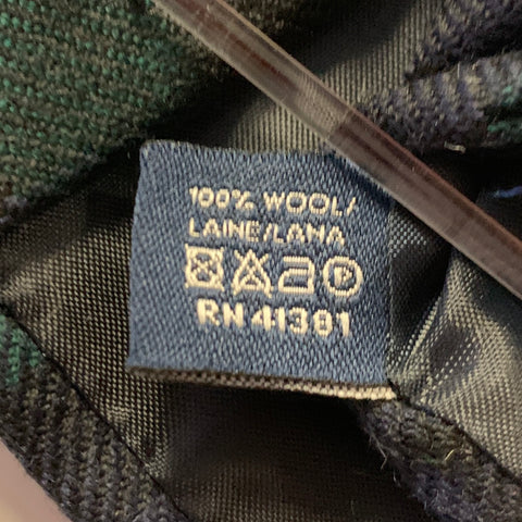 POLO Green Navy Plaid Wool Tie