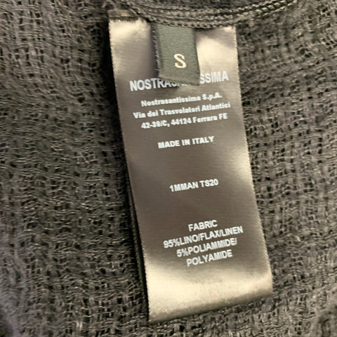 NOSTRASANTISSIMA Size S Black See-Through Linen Blend Open Front Coat
