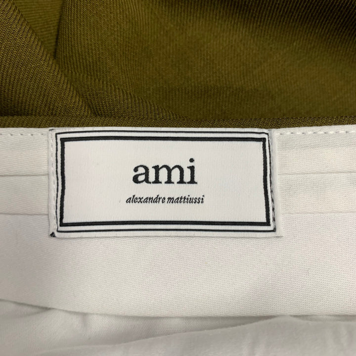 AMI by ALEXANDRE MATTIUSSI Size 34 Green Wool Pleated Dress Pants