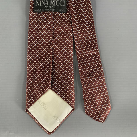 NINA RICCI Brown Tan Geometric Silk Tie