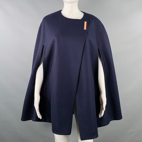 TED BAKER Size M Vickiye Navy Wool Blend Snaps Cape