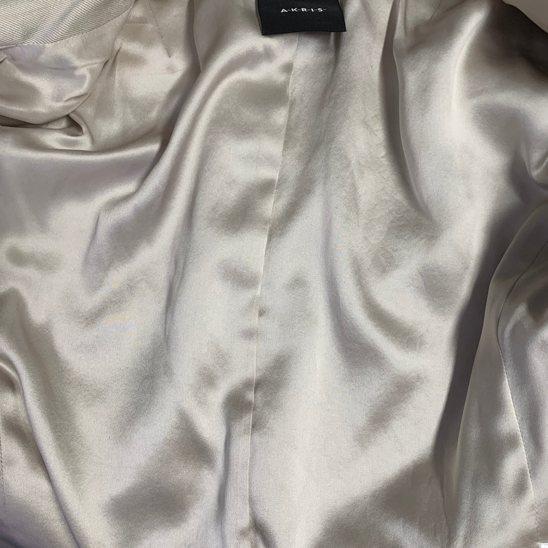 AKRIS Runway Size 4 Silver Mesh Embroidered Double Layer Jacket Blazer
