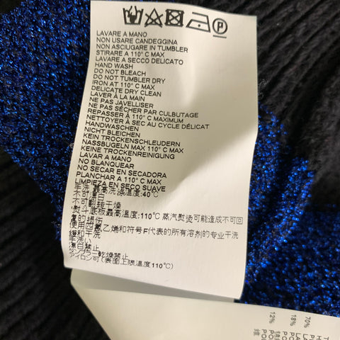 DSQUARED2 Size S Black Cobalt Metallic Wool Blend Pull On Sweater