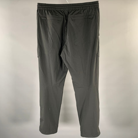 VOLLEBAK Size L Black Wool Blend Elastic Waistband Casual Pants