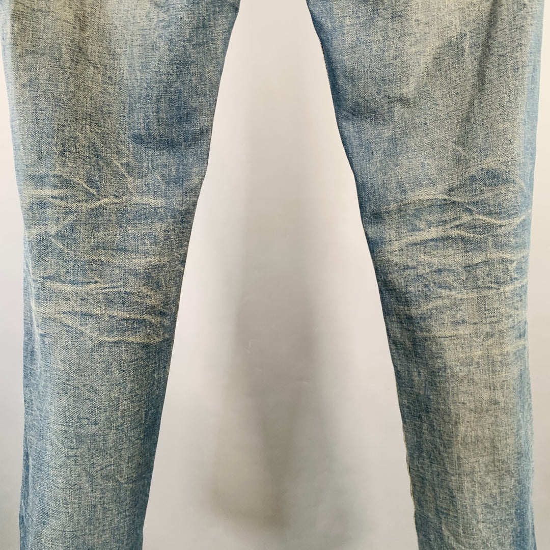 MAISON MARGIELA Size 36 Blue Washed Cotton Denim Twill Tapered Zip Fly Jeans