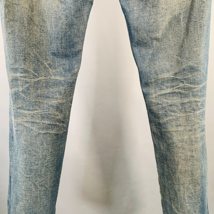 MAISON MARGIELA Size 36 Blue Washed Cotton Denim Twill Tapered Zip Fly Jeans
