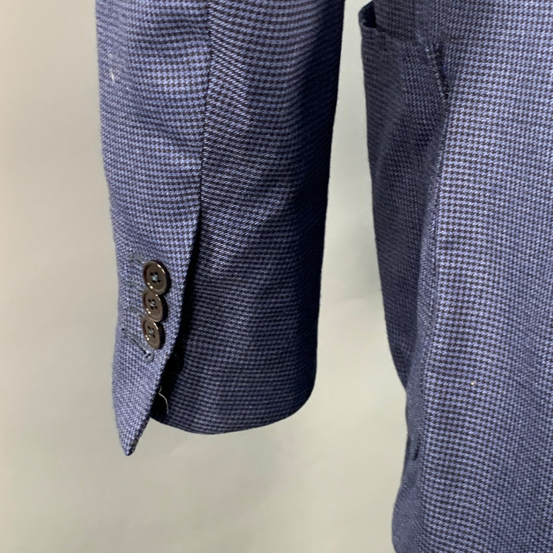 ISAIA Size 40 Navy Black Houndstooth Wool Silk Vicuna Sport Coat
