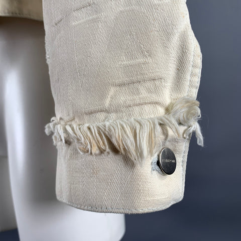 FENDI Size 0 Cream Silver Cotton Monogram Trucker Jacket