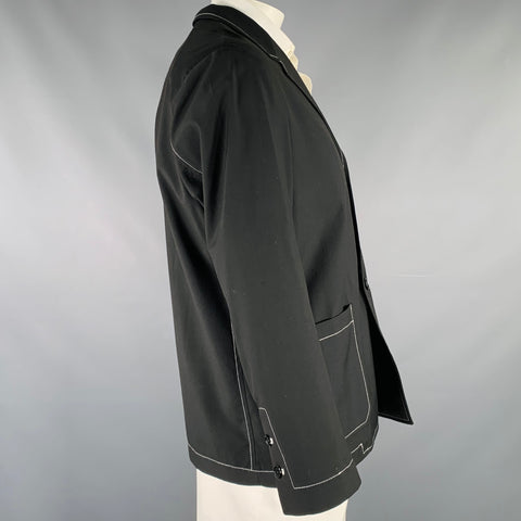 Veste 8 BY YOOX Taille 44 Noir Surpiqûres Blanches Contrastées