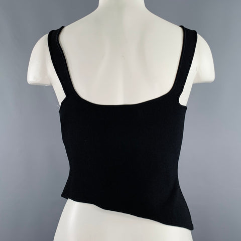 CHRISTOPHER ESBER Size S -Encircled Edge- Black Viscose Blend Ribbed Crop Top