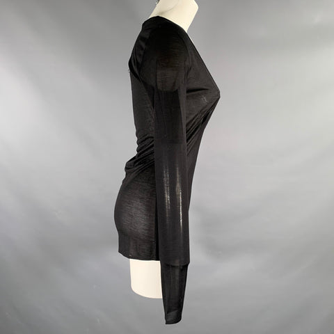 SAINT LAURENT Size M Black Viscose V-Neck Blouse