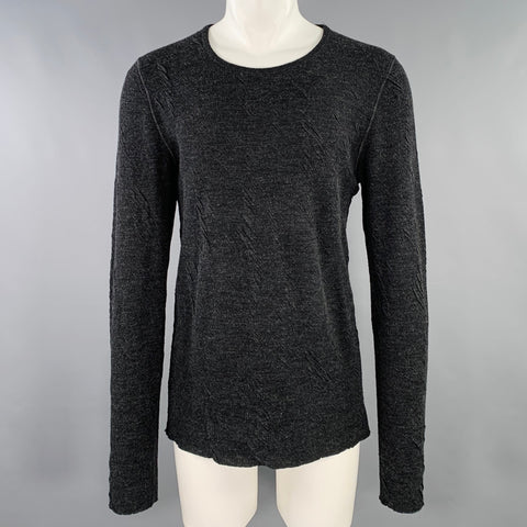 Pull Vintage Col Rond Texturé Gris Anthracite Taille M