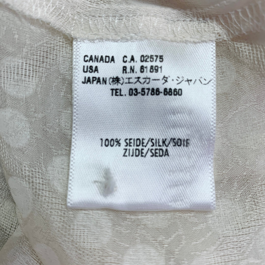 ESCADA Size 12 Beige Silk Dots Bow Blouse