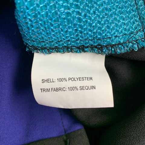STYLESTALKER Size XS Black Blue Green Polyester Color Block T-Shirt