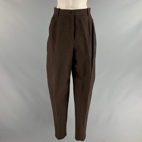 THE ROW Size 2 Brown Wool Blend Pleated High Waisted Dress Pants