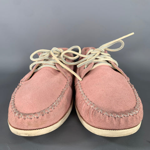 QUODDY Size 10 Pink Distressed Suede Yacht Lace Up Shoes