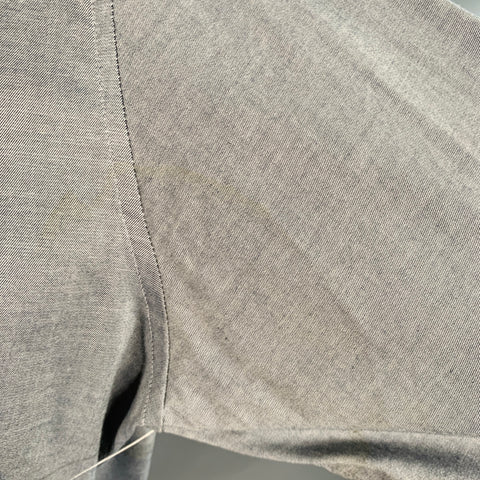 THEORY Size S Grey Cotton Blend Curved Cutaway Long Sleeve Shirt