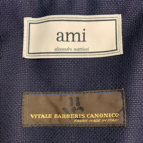 AMI by ALEXANDRE MATTIUSSI Size 40 Navy Woven Wool Notch Lapel Sport Coat