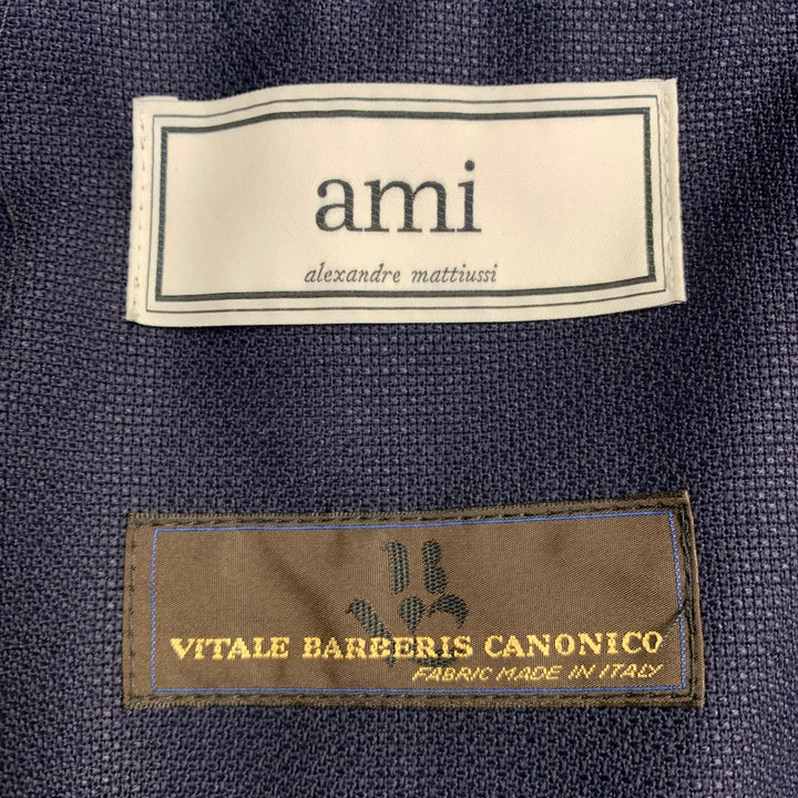 AMI by ALEXANDRE MATTIUSSI Size 40 Navy Woven Wool Notch Lapel Sport Coat