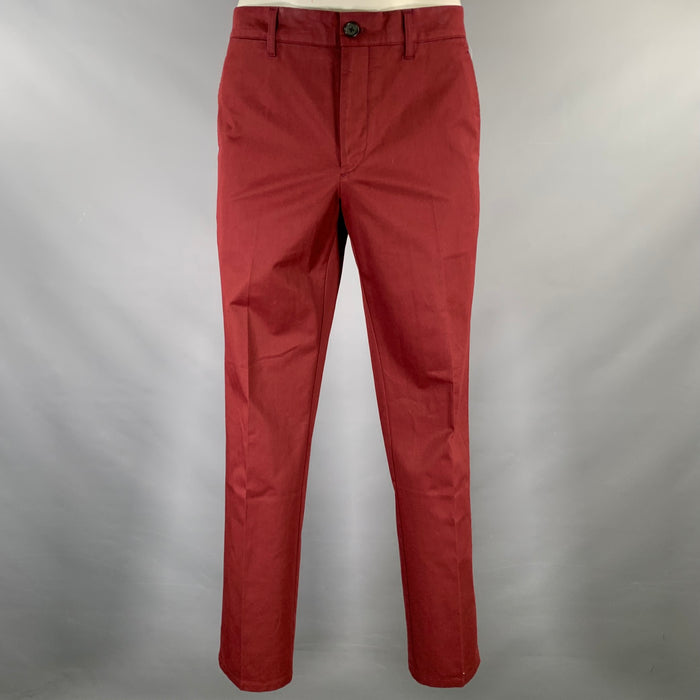 PRADA Size 34 Burgundy Cotton Blend Zip Fly Dress Pants