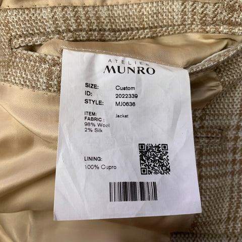 ATELIER MUNRO Size 38 Tan Off White Plaid Check Notch Lapel Sport Coat