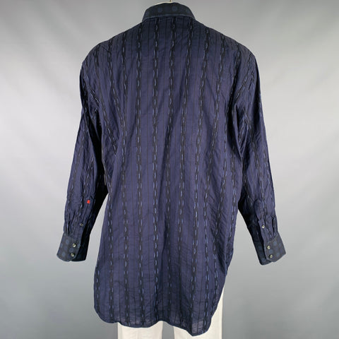 Chemise Robert Graham manches longues en coton noir à pois bleus taille XXL