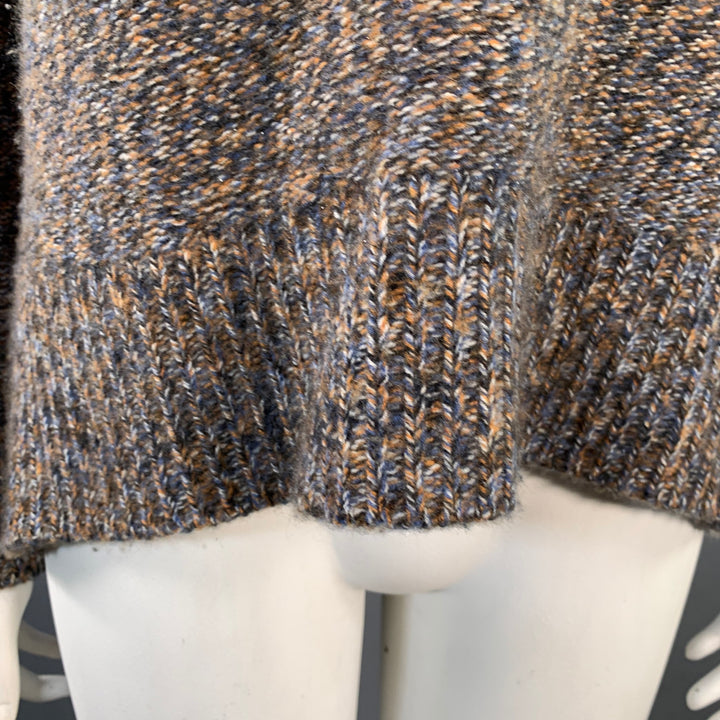 THEORY Size L Karenia Yellow Grey White Cashmere Melange High Neck Sweater