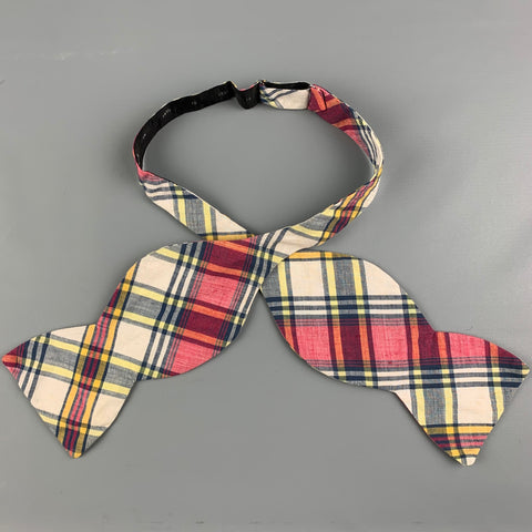 Nœud papillon vintage en coton écossais marine et rouge