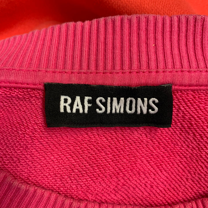 RAF SIMONS Size XL Pink Orange Ombre Cotton Crew Neck Sweatshirt