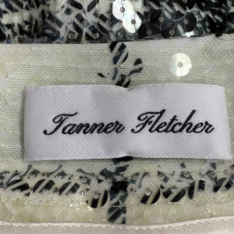 TANNER FLETCHER Size 2 Cream Black Polyester Plaid Pleated A-Line Skirt