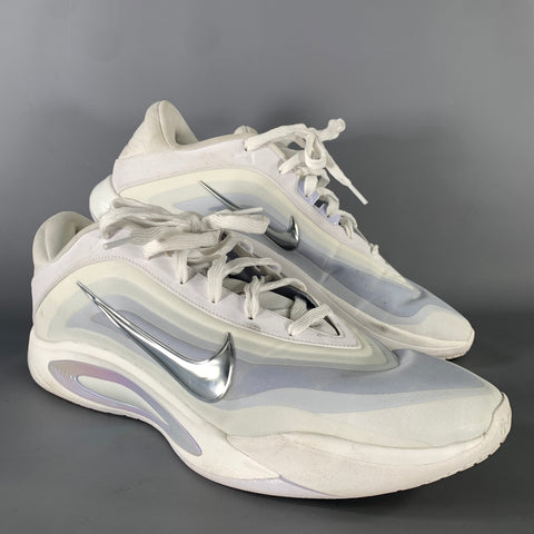 NIKE Size 15.5 White Silver Mixed Patterns Canvas Basketball Sneakers