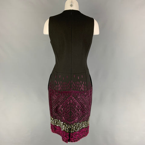 ETRO Size 8 Charcoal Wool Embroidered Shift Dress