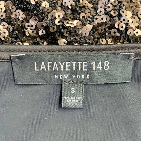 LAFAYETTE 148 Size S Black Gold Nylon Sequined V-Neck Pullover