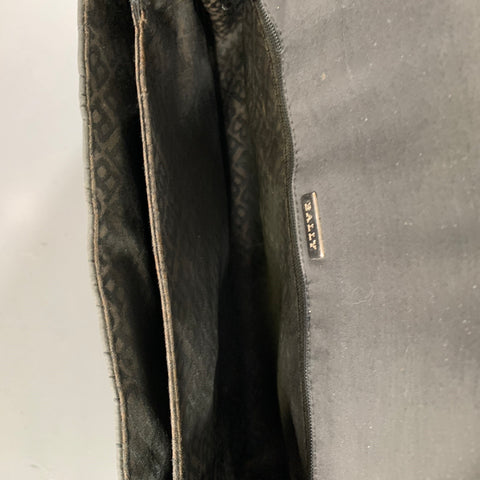 BALLY Black Silver Quilted Leather Fabric Shoulder Bag Handbag