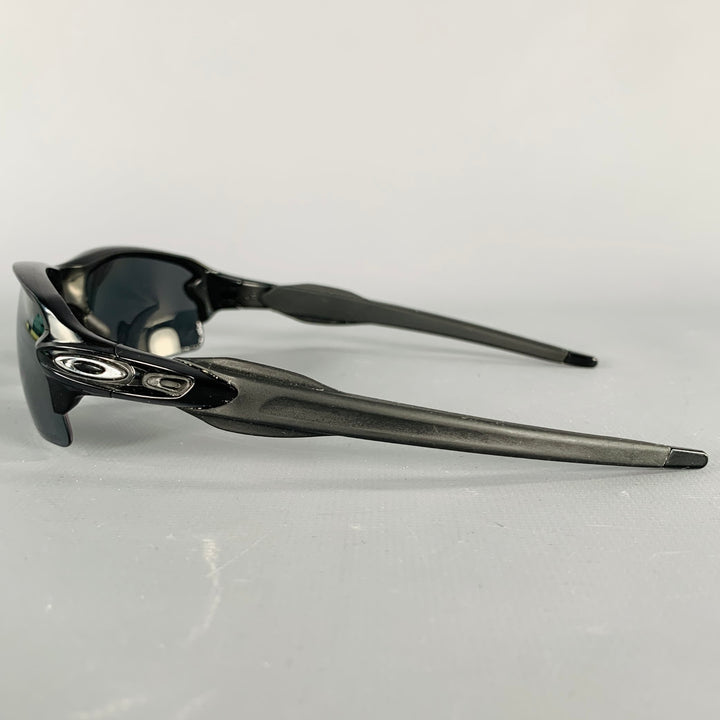 OAKLEY Flak Black Acetate Wrap Around Sunglasses