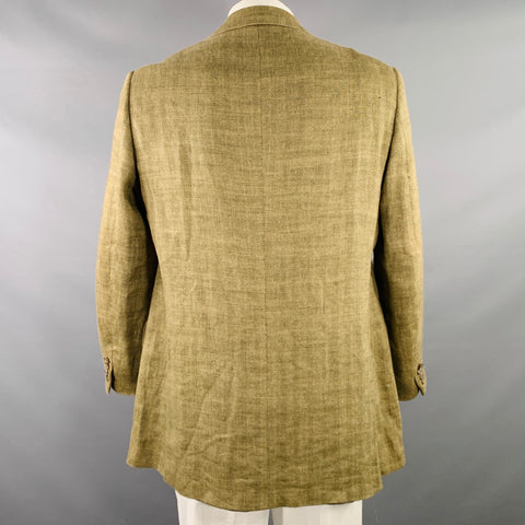 POLO by RALPH LAUREN Size 44 Tan Khaki Herringbone Flax Sport Coat
