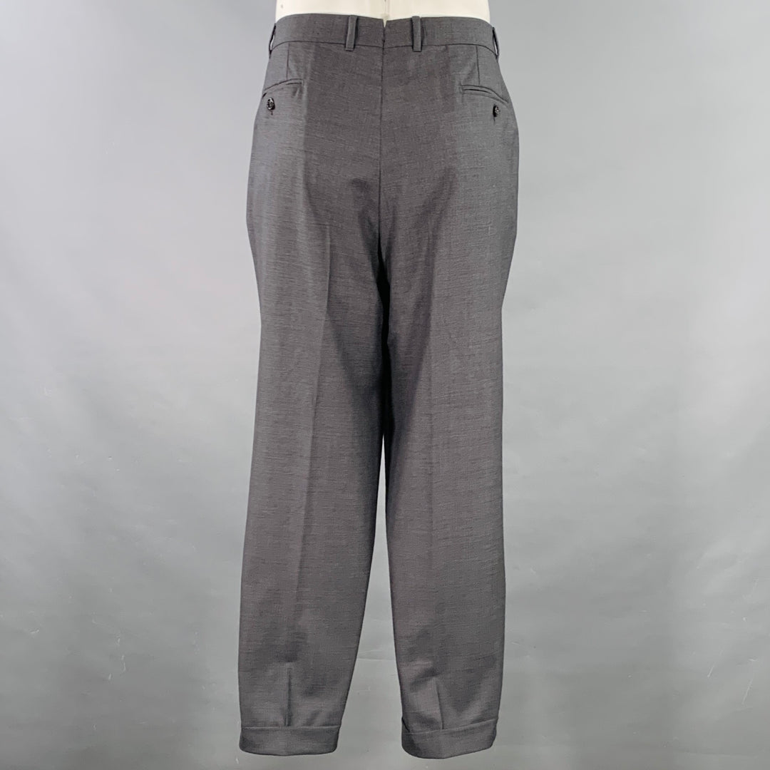 ERMENEGILDO ZEGNA Size 44 Grey Charcoal Wool Notch Lapel Suit