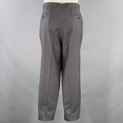 ERMENEGILDO ZEGNA Size 44 Grey Charcoal Wool Notch Lapel Suit