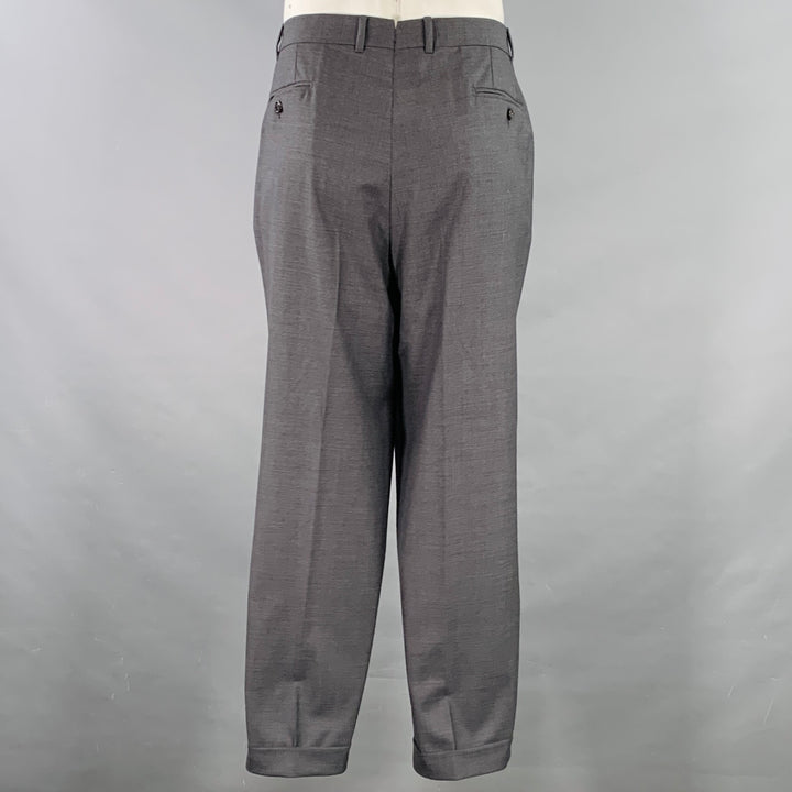 ERMENEGILDO ZEGNA Size 44 Grey Charcoal Wool Notch Lapel Suit